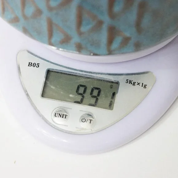 West Elm Pottery Ceramic Flower Vase Round Blue Beige Glazed 7" MCM Boho Decor - Picture 9 of 9